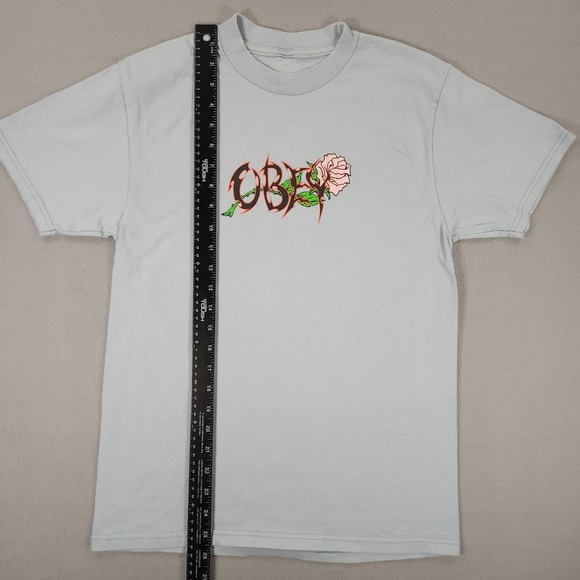 OBEY Mens Spellout Logo T-Shirt (Light Blue) Size Small Skateboarding - Picture 4 of 6